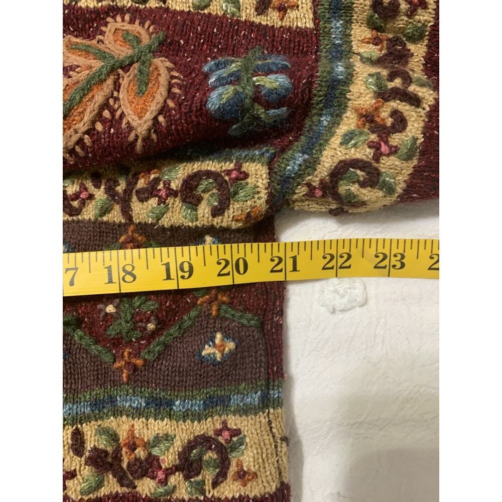 Vintage Signature Northern Isles Cardigan - Hand Embroidered Floral Red Grandma - Picture 4 of 11